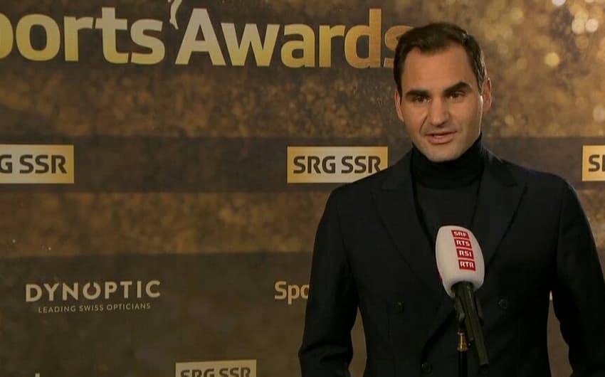 Roger Federer fala à imprensa no Sports Awards na Suíça