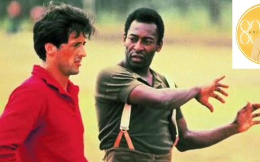 Sylvester Stallone e Pelé em cena do filme Fuga para a Vitória