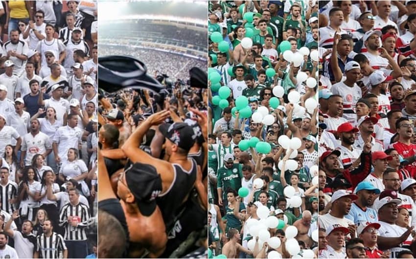 Montagem - Torcidas Santos, Corinthians, Palmeiras e São Paulo