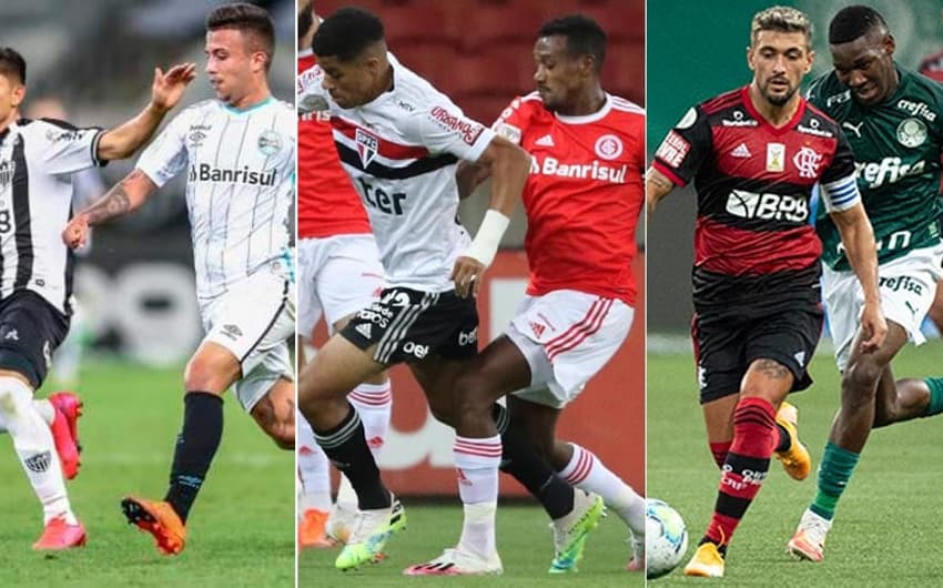 Montagem - Grêmio X Atlético-MG, São Paulo X Internacional e Flamengo X Palmeiras