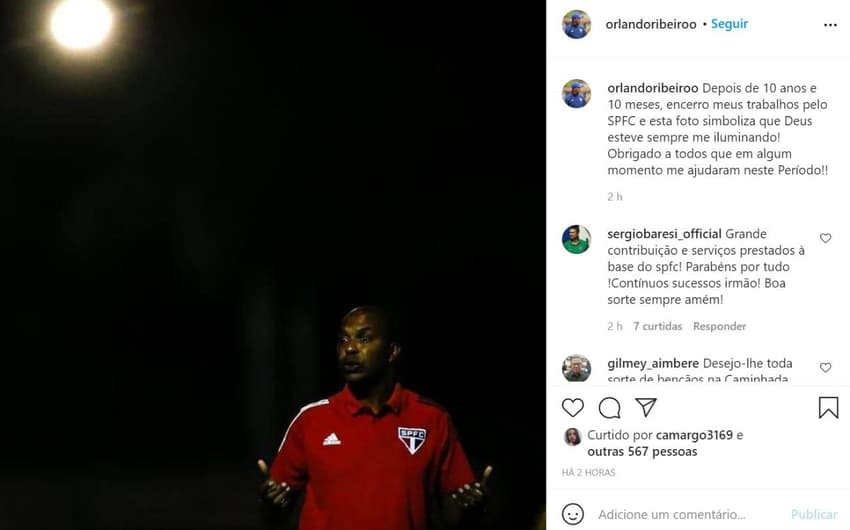 Orlando Ribeiro anuncia sua saída em postagem no Instagram