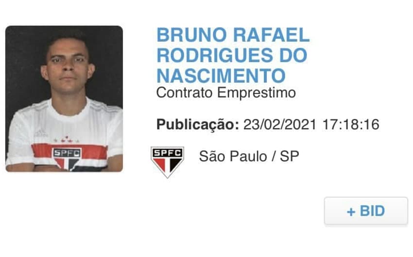 Registro de Bruno Rodrigues no BID