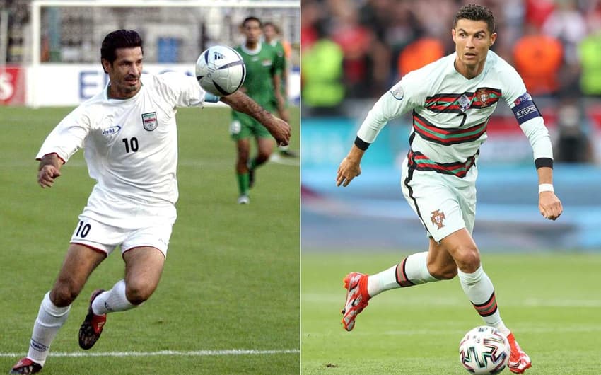 Montagem: Ali Daei (Irã) e Cristiano Ronaldo (Portugal)