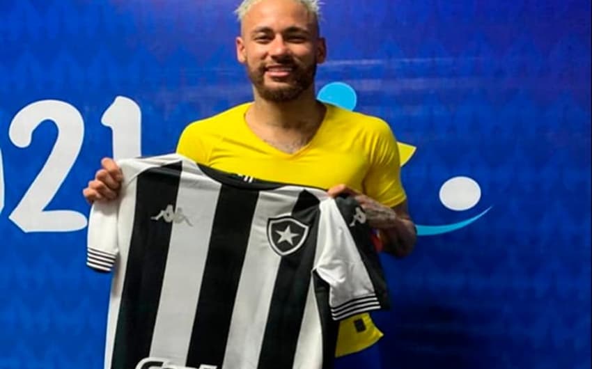 Neymar segurando a camisa do Botafogo