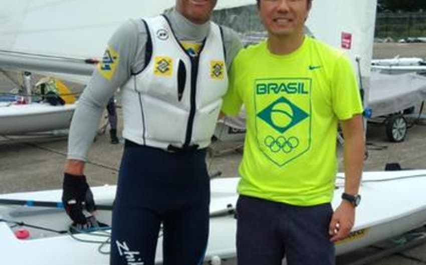 Scheidt e Taka no evento-teste em Enoshima, no Japão (Foto: divulgação)