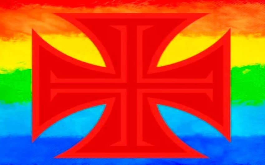 Cruz de Malta nos perfis do Vasco nas redes sociais está envolta pelas cores do arco-íris