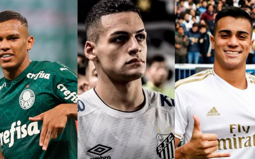 Gabriel Veron, do Palmeiras, Kaiky, do Santos, e Reinier, do Real Madrid