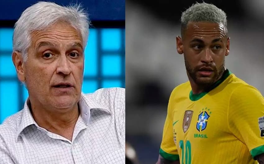 jornalista Sormani e Neymar (camisa da Seleção).