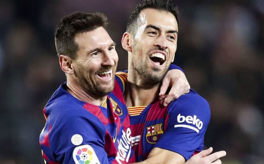Lionel Messi e Sergio Busquets no Barcelona