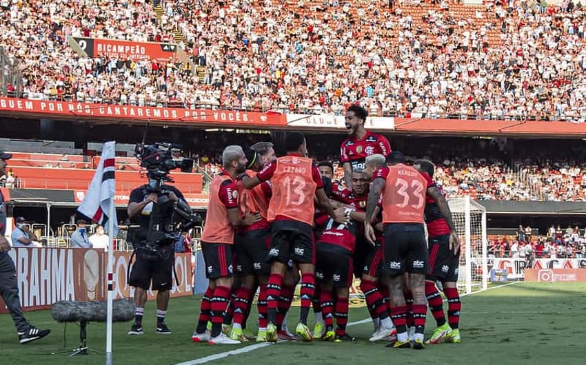 Comemoração do time do Flamengo x São Paulo