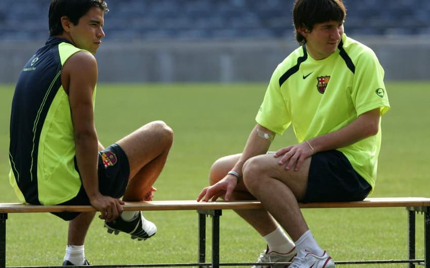 Javier Saviola e Lionel Messi - Barcelona