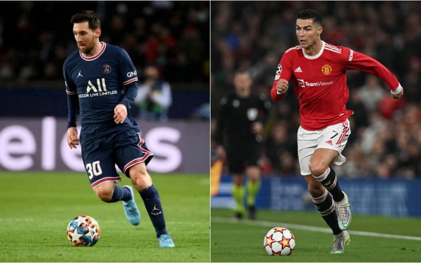 Montagem - Lionel Messi (PSG) e Cristiano Ronaldo (Manchester United)