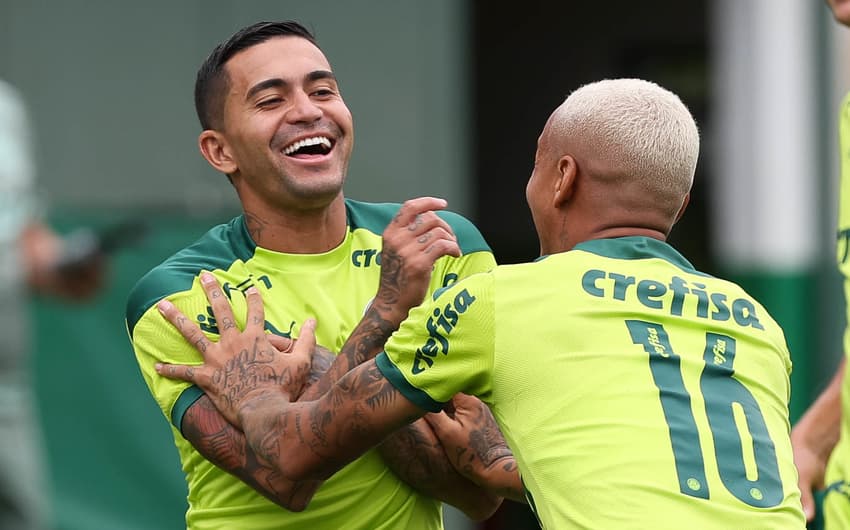 Dudu e Deyverson - treino Palmeiras