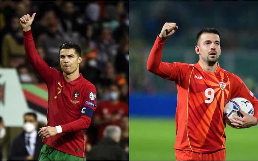 Montagem: Cristiano Ronaldo (Portugal) e Aleksandar Trajkovski (Macedônia do Norte)