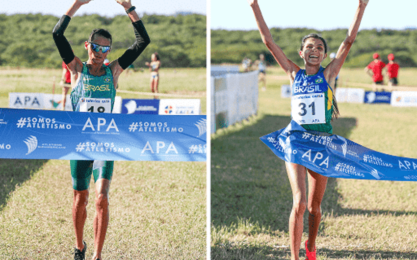 Wendell e Maria Lucineida comemoram sua vitórias nos 10km do Pan e Sul-Americano de Cross Country. (Divulgação)