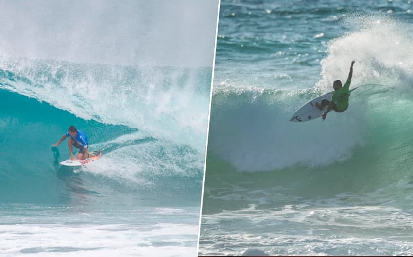 montagem dos surfistas Caio Ibelli e Miguel Pupo