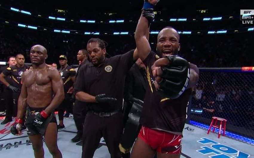 Edwards nocauteou Usman de forma brutal e conquistou o cinturão no UFC 278 (Foto: Reprodução/ESPN)