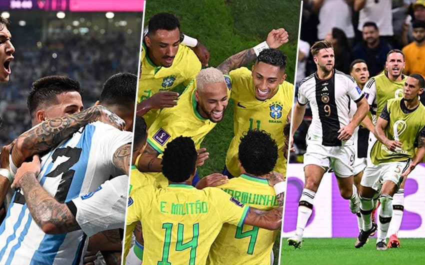 Montagem Seleção Brasileira, alemã e argentina.
