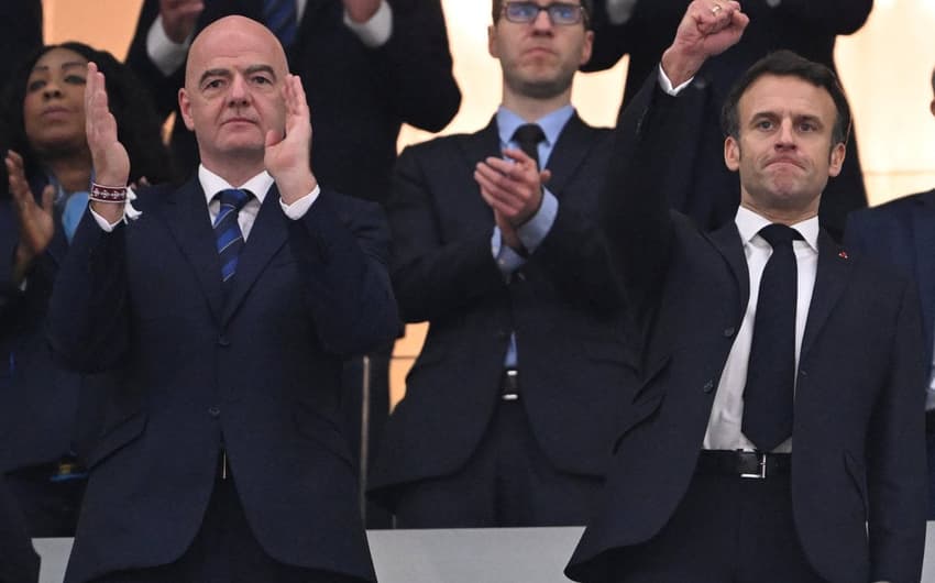 Presidente da FIFA Gianni Infantino - Emmanuel Macron - França x Marrocos