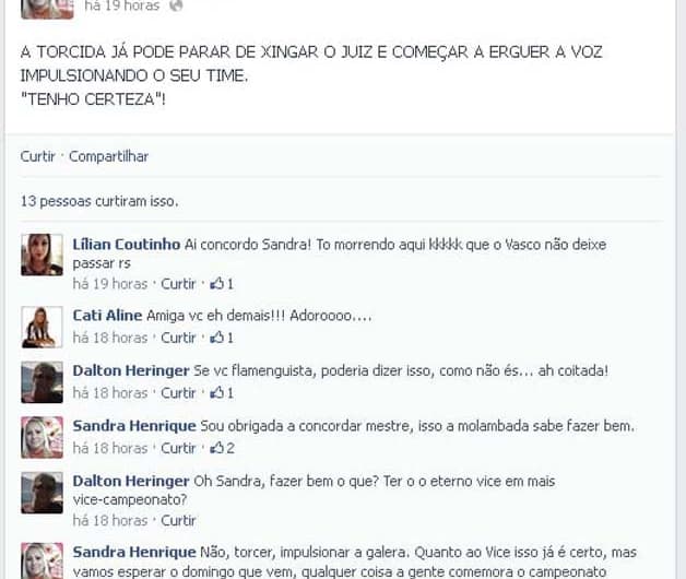 Mulher do Marcelo de Lima Henrique perdendo a linha no Facebook (Foto: Reprodução)