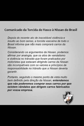 Torcida do Vasco responde Nissan (Foto: Reprodução)