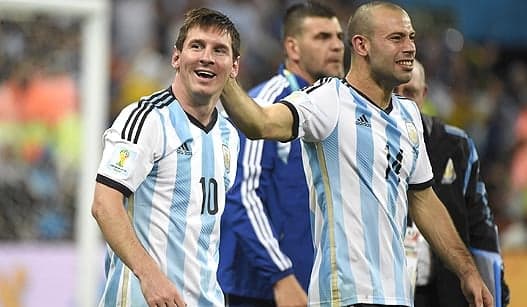 Messi e Mascherano - Argentina x Holanda (Foto: Odd Andersen/AFP)