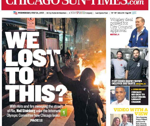 Capa do Chicago Sun-Times (Foto: Reprodução)
