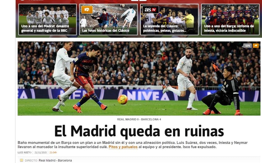 Rola lá fora - Real Madrid x Barcelona (Foto: Reprodução)