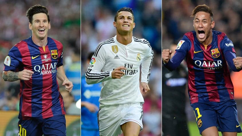 HOME - Bola de Ouro - Messi, Cristiano Ronaldo e Neymar (Fotos: AFP)