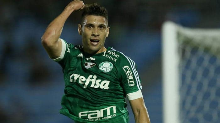 Moisés festeja gol do Palmeiras (César Greco/Ag. Palmeiras)