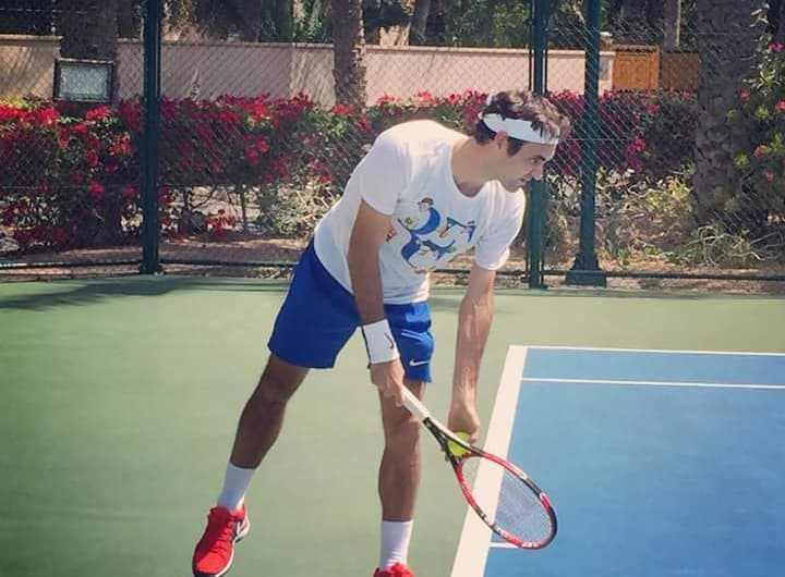 Roger Federer treinando nos Estados Unidos.