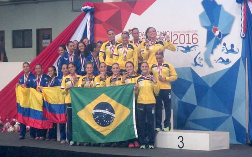 Equipe de nado sincronizado do Brasil no Sul-Americano no Paraguai
