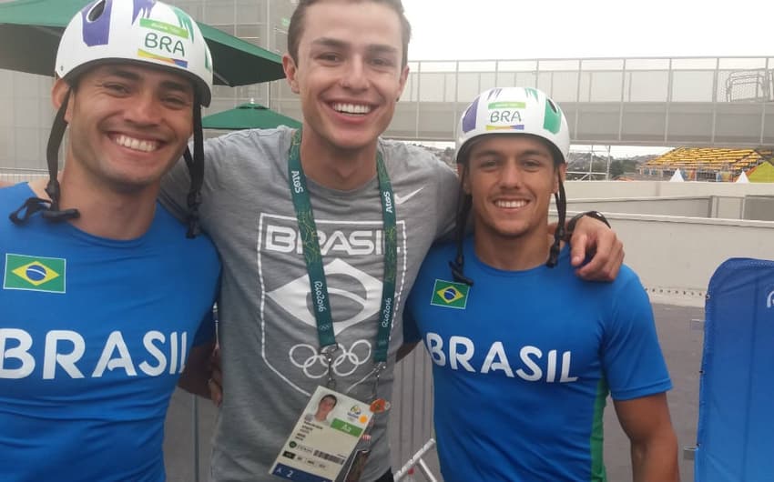 O trio de Piraju da canoagem slalom do Brasil na Rio-2016: Anderson Oliveiro, Pedro Gonçalves e Charles Corrêa&nbsp;