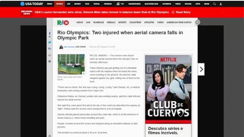 O USA Today divulgou entrevista com pessoas que testemunharam a queda da câmera (Foto: Reprodução de internet)