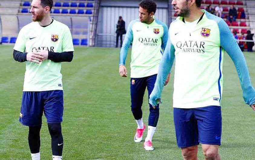 Messi, Suárez e Neymar - Treino do Barcelona