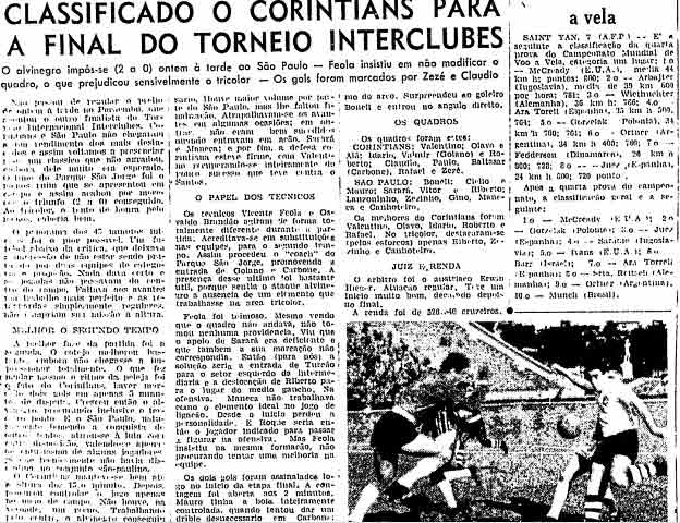 SEMIFINAL DA COPA DO ATÂNTICO DE 1956: Corinthians 2 x 0 São Paulo / Triunfo do Corinthians
