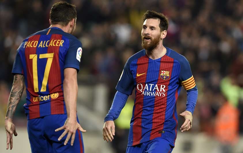 Alcácer e Messi - Barcelona x Real Sociedad