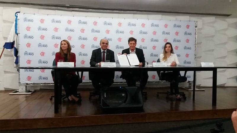 Flamengo e Prefeitura do Rio realizaram uma coletiva nesta sexta para falar de novo estádio e ação no duelo contra o Galo