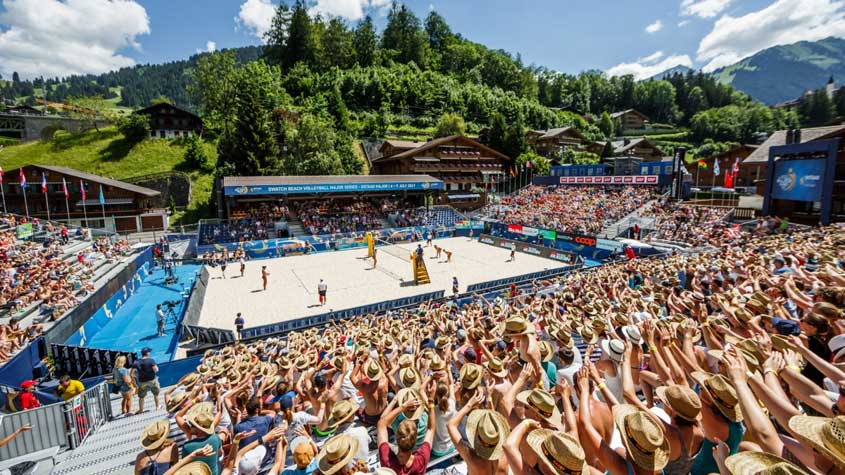 Arena montada para a etapa de Gstaad em 2016, com títulos para o Brasil