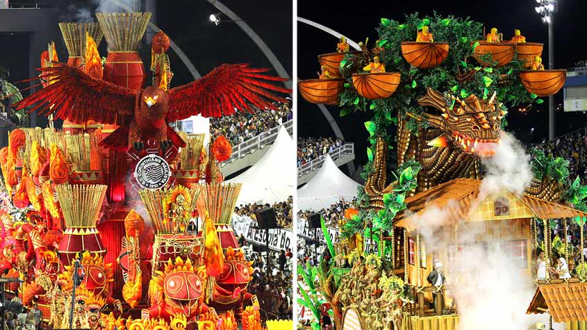Gaviões da Fiel e Dragões da Real desfilaram na madrugada de sábado para domingo no Anhembi. As duas escolas possuem laços com Corinthians e São Paulo, respectivamente