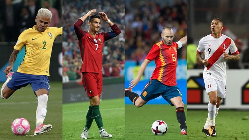Daniel Alves, Cristiano Ronaldo, Iniesta e Guerrero devem disputar seu último Mundial