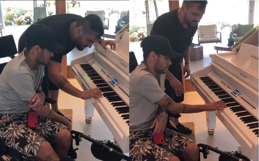 Neymar tocando piano em Mangaratiba