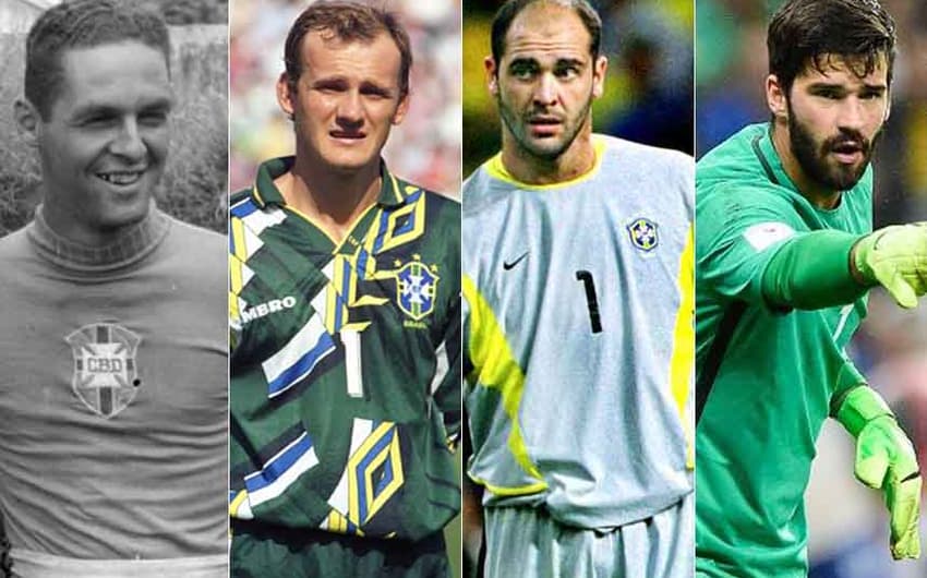 Gilmar dos Santos Neves, Taffarel e Marcos foram campeões pelo Brasil como titulares. Alisson deve ser o camisa 1 na tentativa do hexacampeonato da Seleção