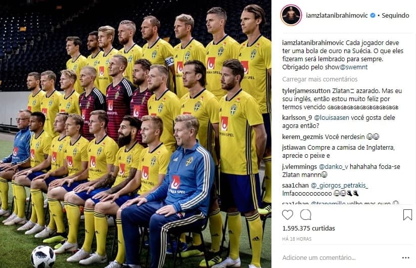 Ibrahimovic faz homenagem à seleção sueca