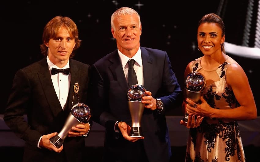 Modric, Deschamps e Marta no The Best