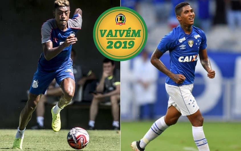 Bruno Henrique (Santos) e Raniel (Cruzeiro) com selo do vaivém