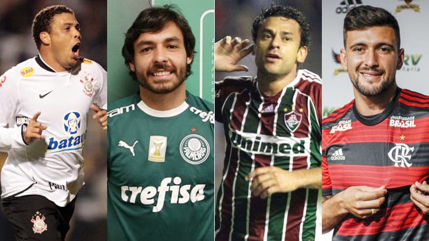Montagem Abertura - Ronaldo (Corinthians), Ricardo Gouart (Palmeiras), Fred (Fluminense), Arrascaeta (Flamengo)