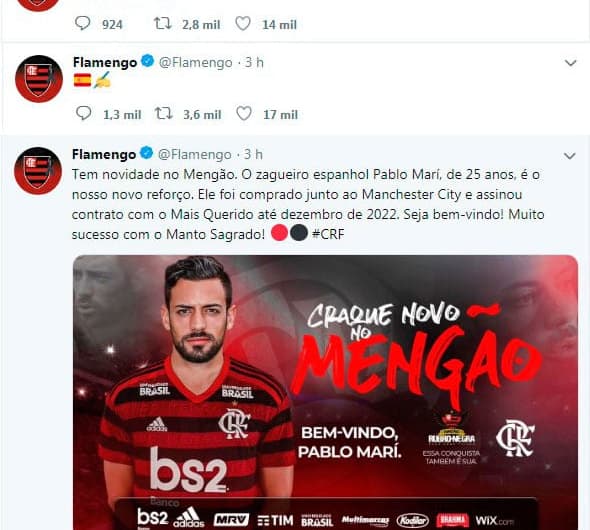 Pablo Marí - Flamengo - Twitter