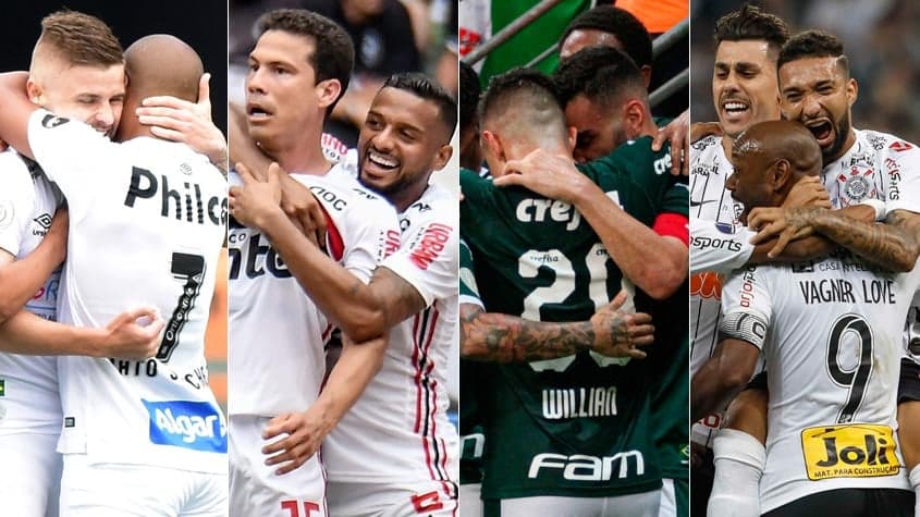 Montagem - Santos, São Paulo, Palmeiras e Corinthians
