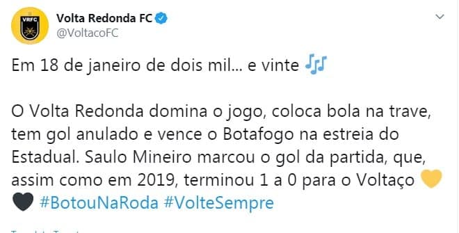 Botafogo x Volta Redonda (Twitter)